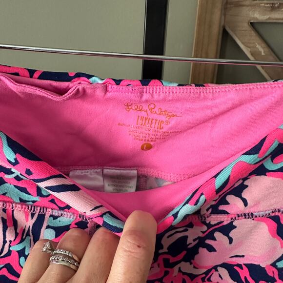 Lilly Pulitzer Pink and Blue Patterned Leggings - Picture 4 of 4